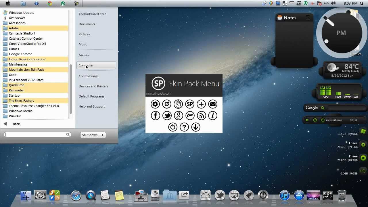 Mac os x mountain lion theme for windows 7 download 64
